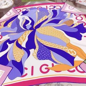 Vibrant Floral Silk Scarf